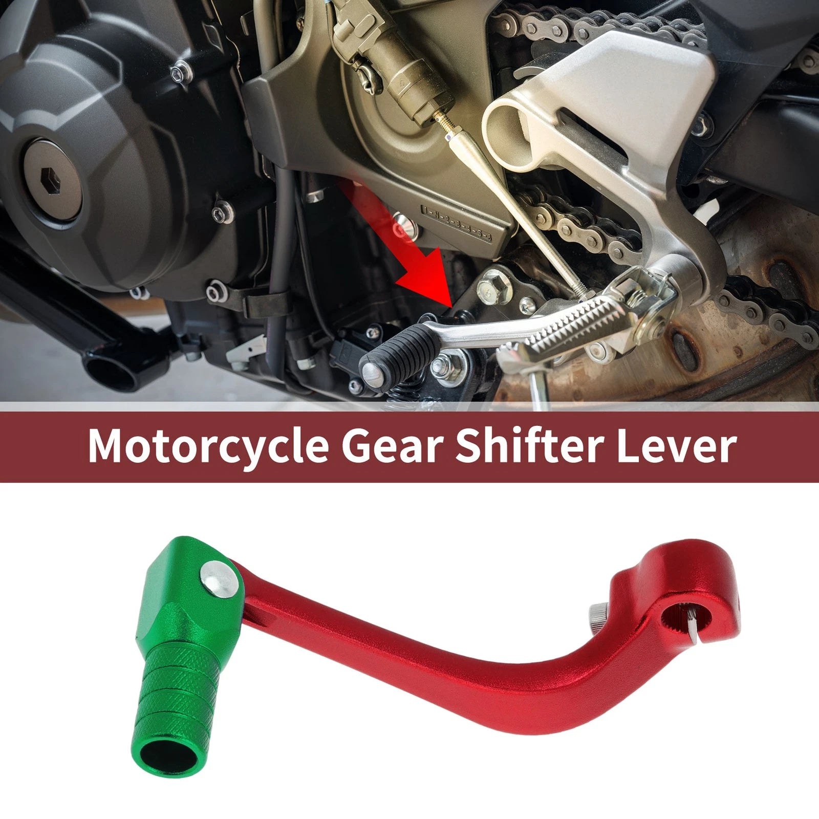 Folding Gear Shifter Lever for Honda CRF110F (2013–2018) Red Green