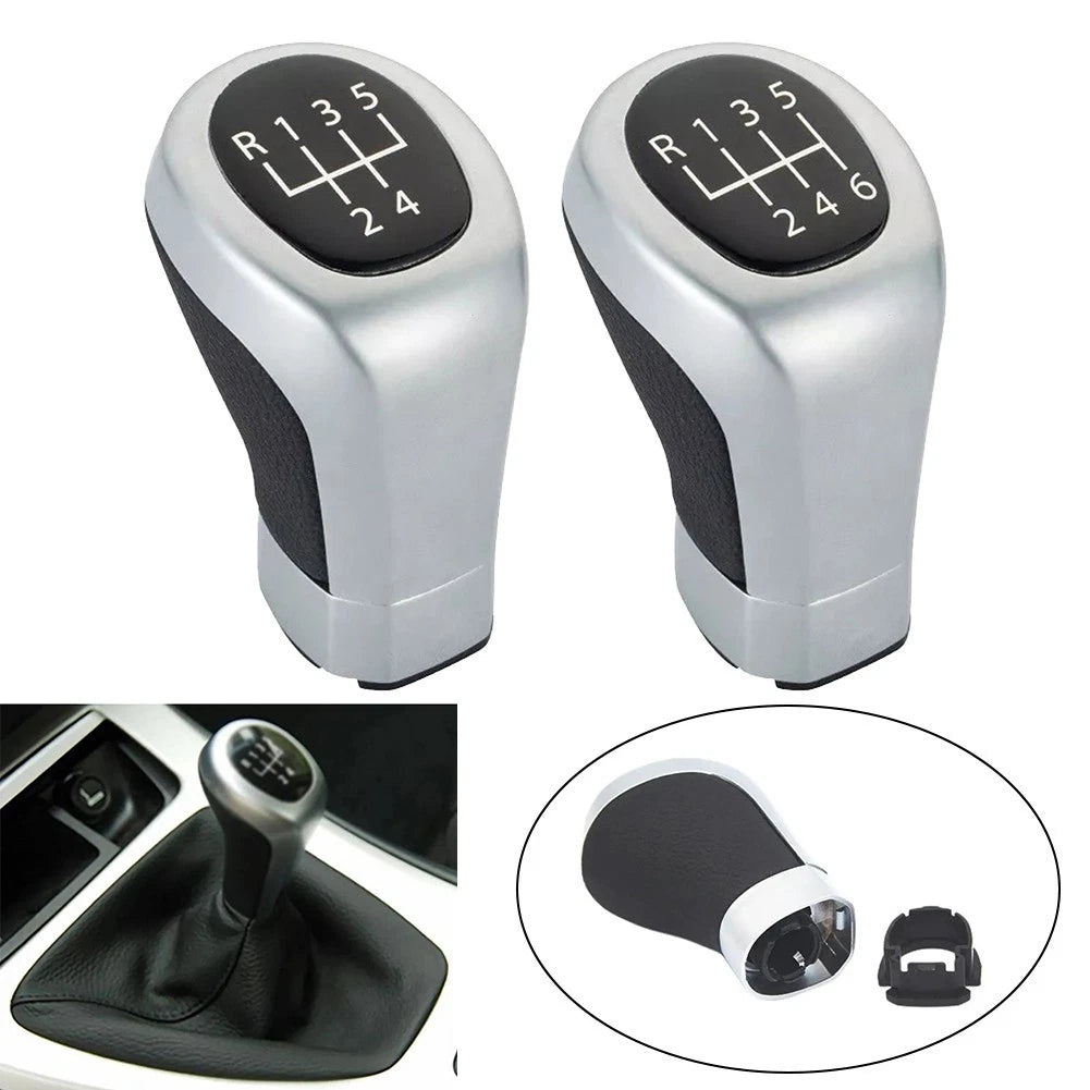 Shift Knob Cover for BMW (2005–2012) - Black and Silver Design