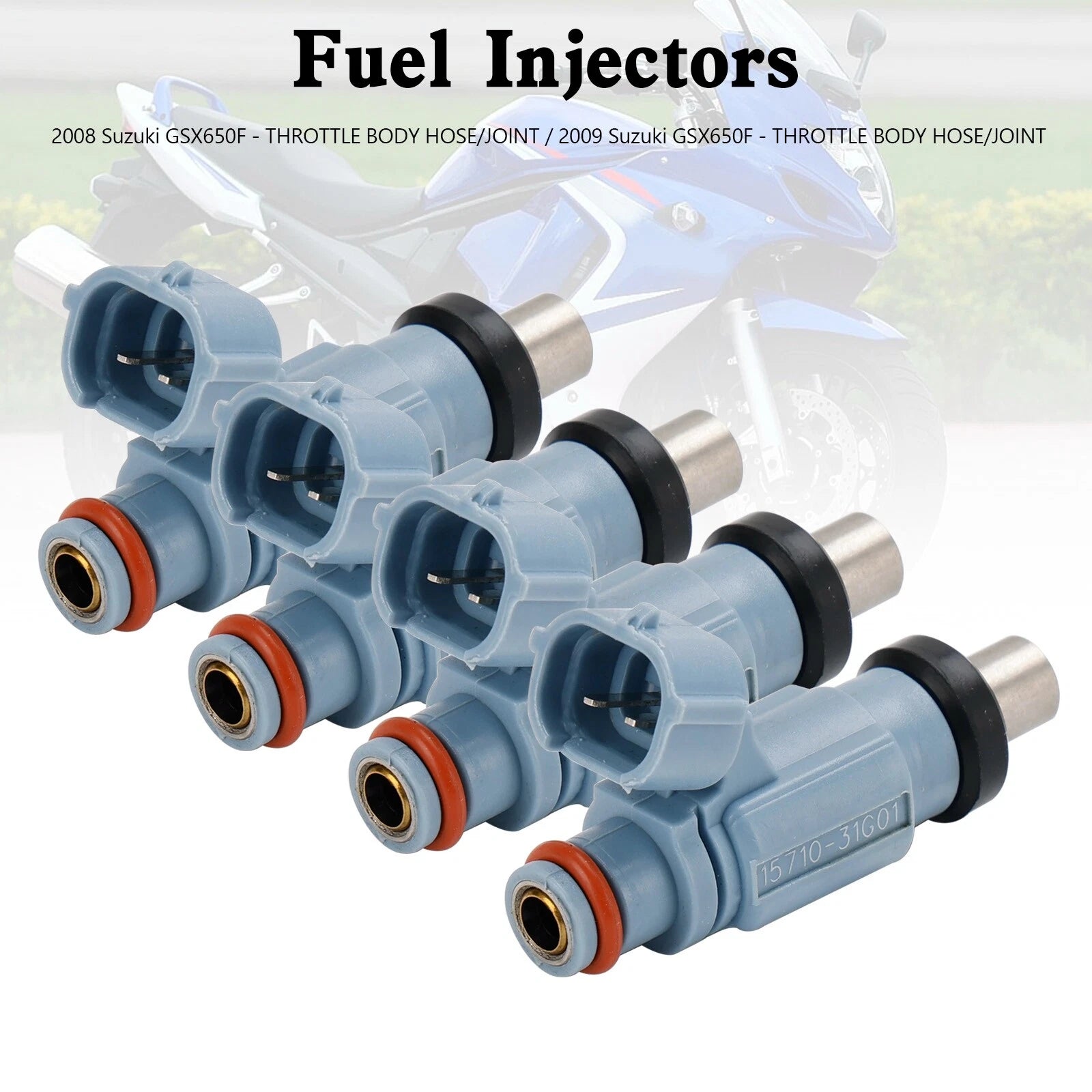 Set of 4 Fuel Injectors 15710-17H00 for Suzuki GSX650F Katana (2008–2009)