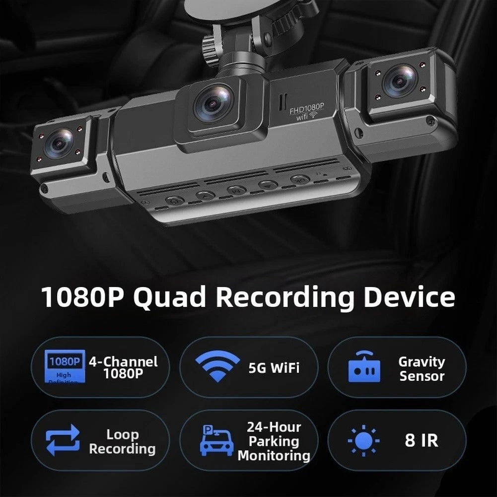 Dashcam with 360 Degree Video Capture For Night Vision and Parking Function