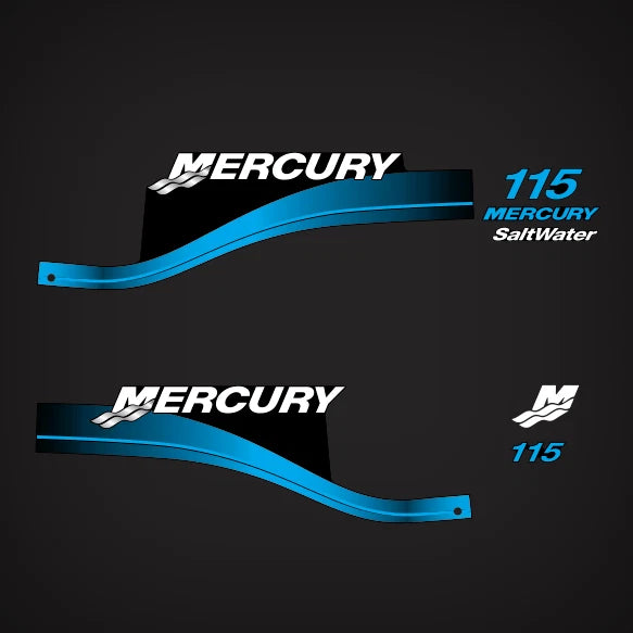 Set of 2 Decals for Mercury 115 hp Outboard (Reproduction, 881649A01)