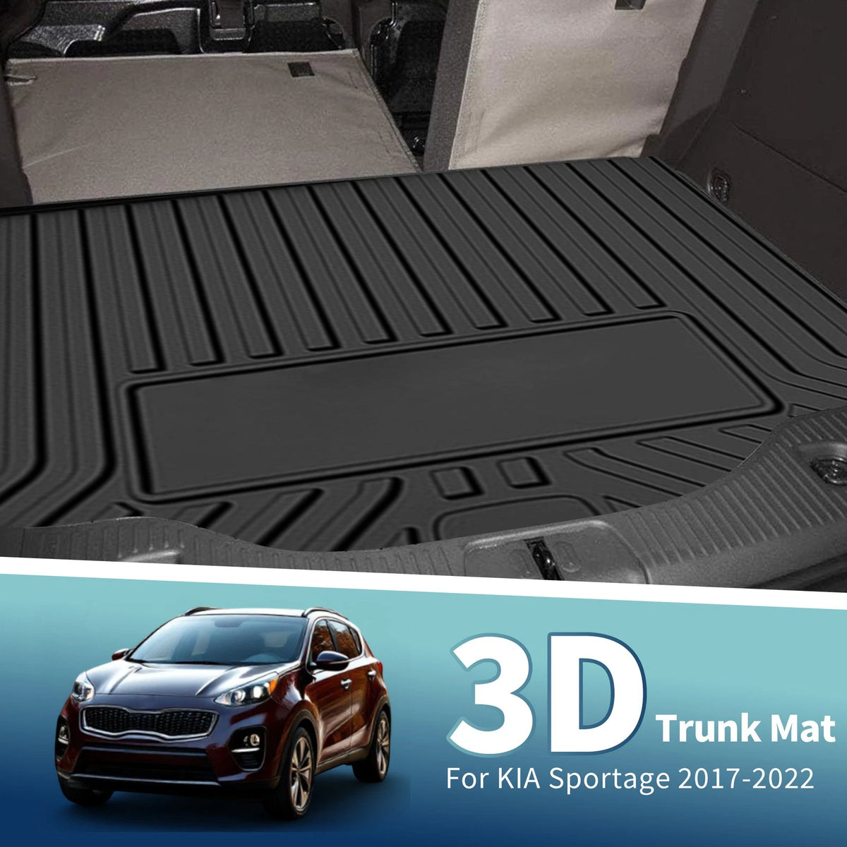 Flat Face Cargo Liner Rear Trunk Mat for Kia Sportage (2017–2022) TPE