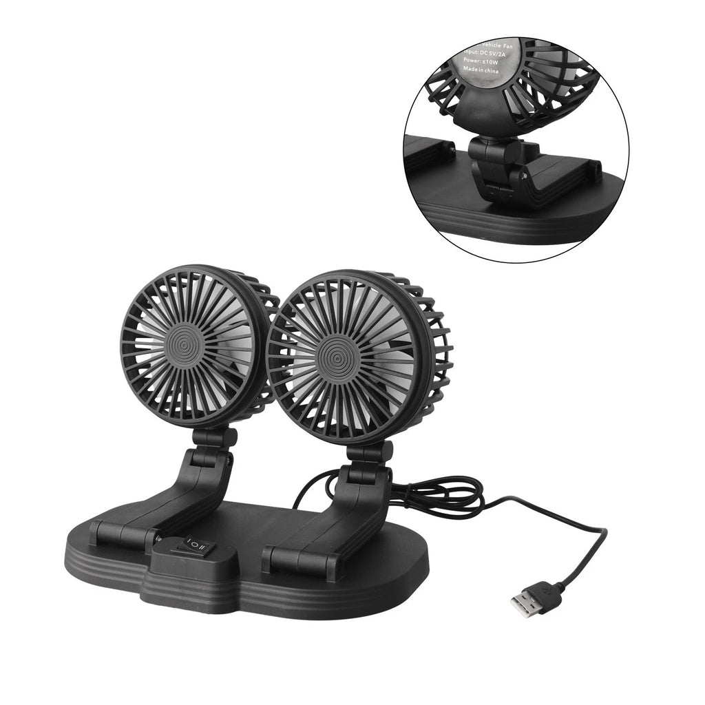 Dual Head Car Fan for Quick Cooling in Vehicles (Adjustable Angles)
