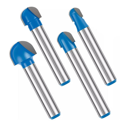 Set of 4 Carbide Round Nose Router Bits 1/4 Inch Shank