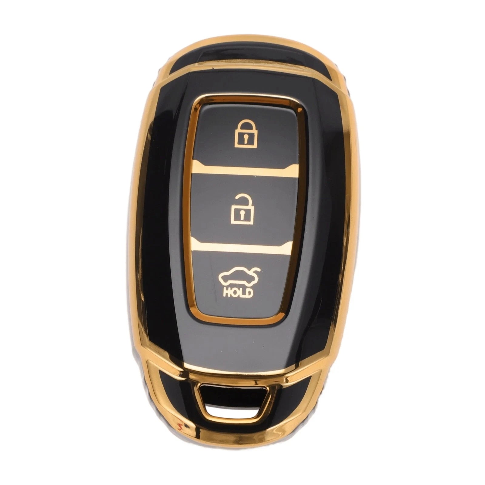 Car Key Case with Key Shell Black Gold for Hyundai i10 (2014–2019)