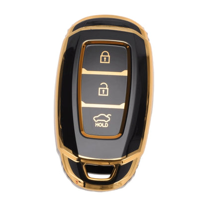 Car Key Case with Key Shell Black Gold for Hyundai i10 (2014–2019)
