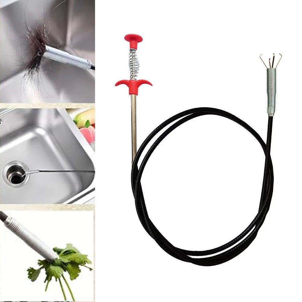 Flexible Drain Snake with Grabber Tool for Clog Removal (0-6-1-6-2-0)