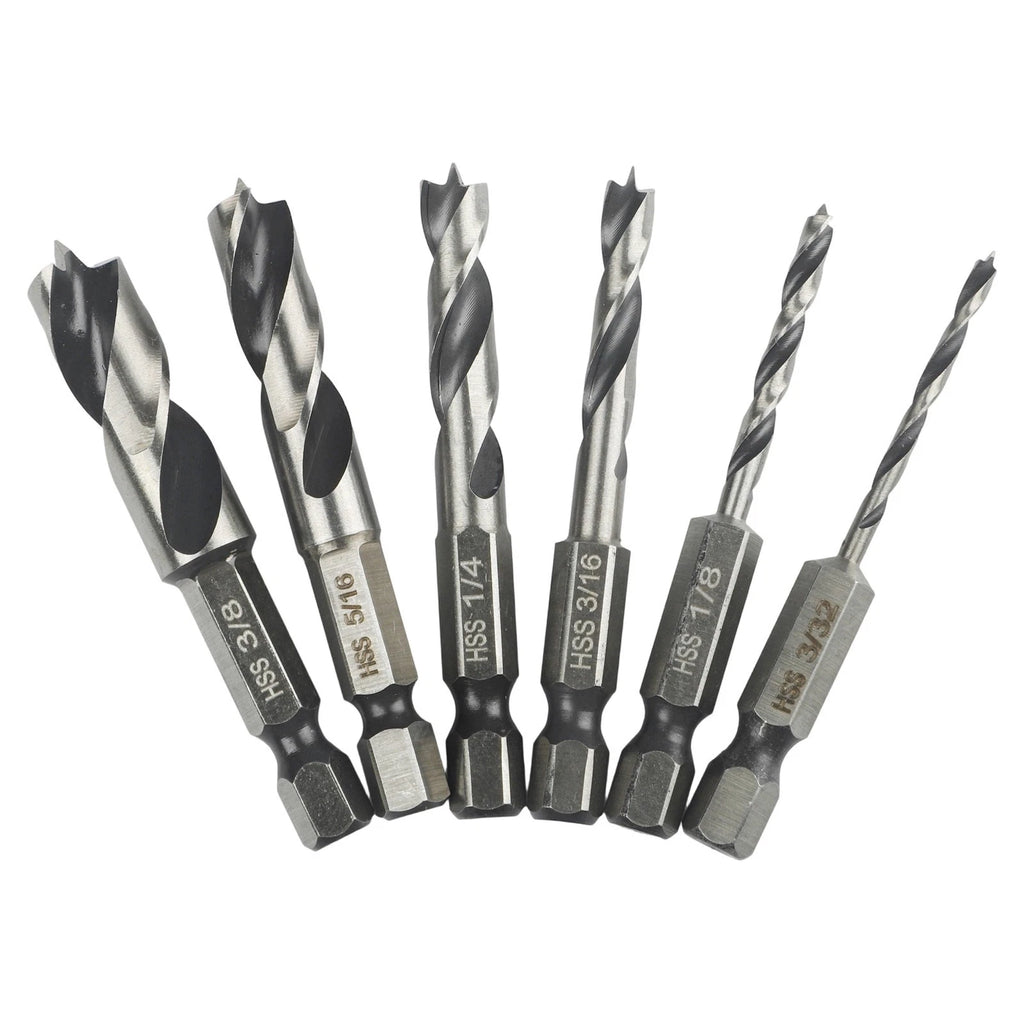 6-Piece Drill Bit Set 1/4 Inch Hex Shank for Wood