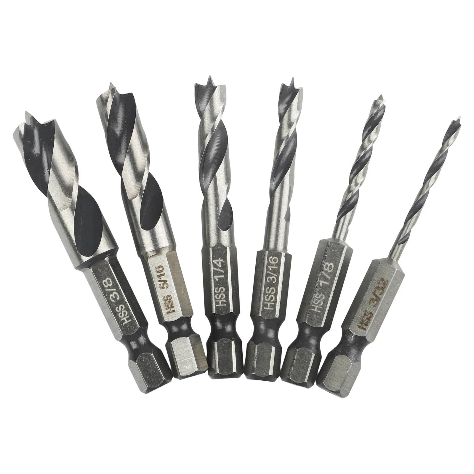 6-Piece Drill Bit Set 1/4 Inch Hex Shank for Wood