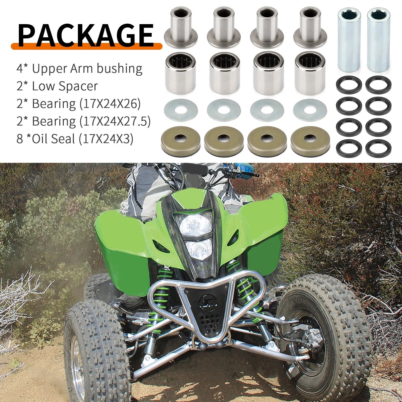 Front Upper Lower A-Arm Bushing Seal Kit for Kawasaki KFX400 (2003–2006)