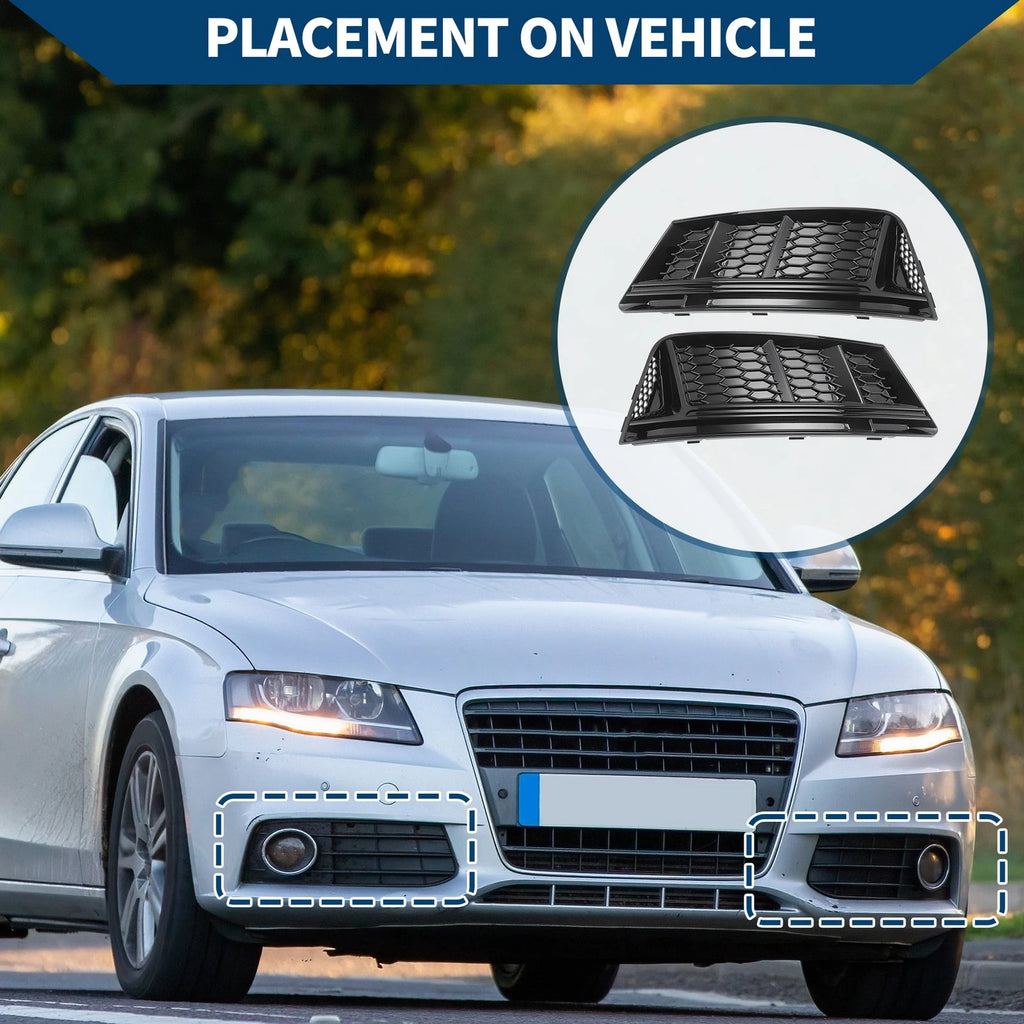 Front Fog Light Grille Pair for Audi A4 B9 (2016–2018)