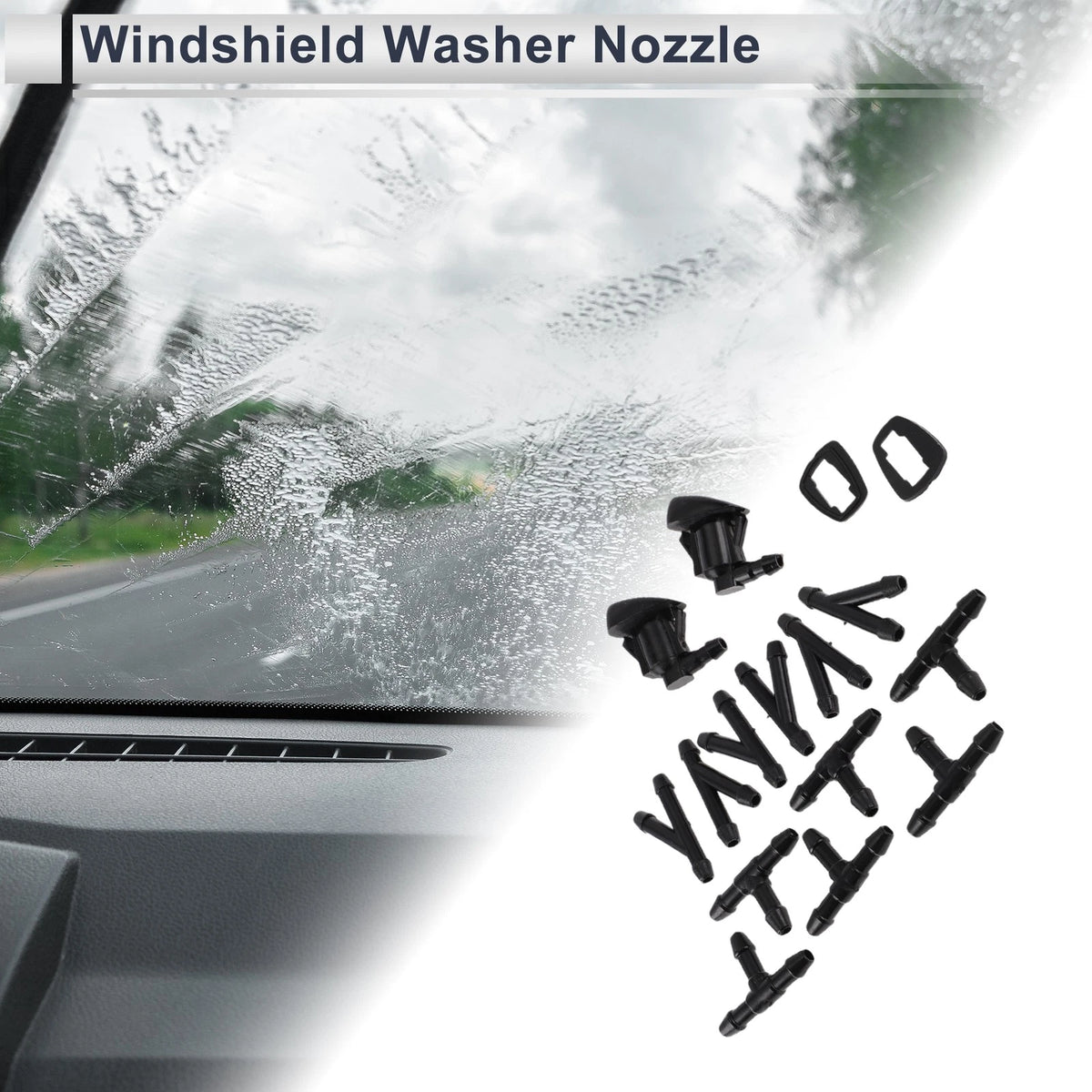 Windshield Washer Nozzle Replacement Set with 6 Hose Connectors for GMC (1–)