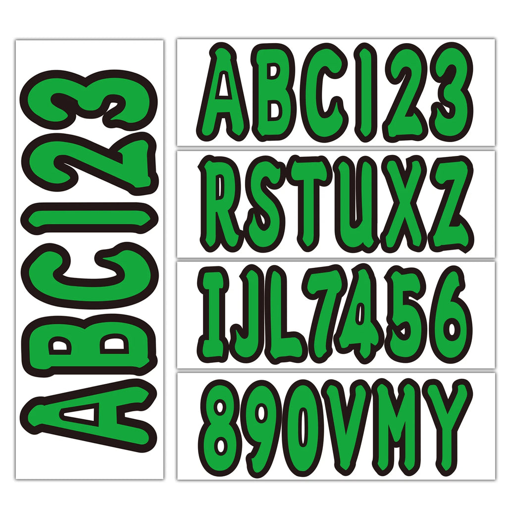 Boat Registration Numbers Decals A-Z & 0-9 Green