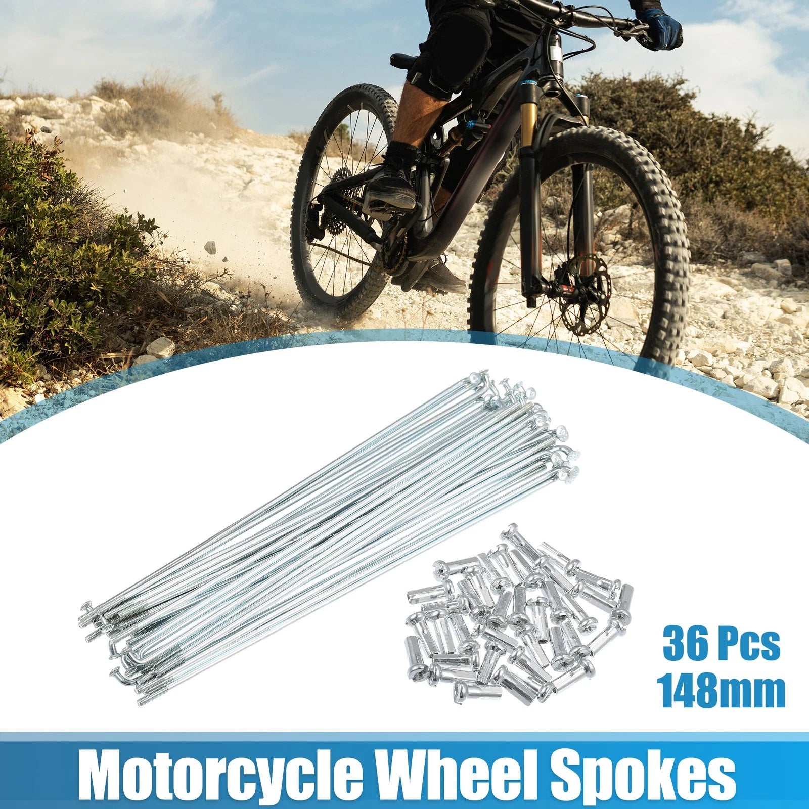 36pcs J Bend Bicycle Spokes Galvanized 148mm with Nipples for Universal (—)