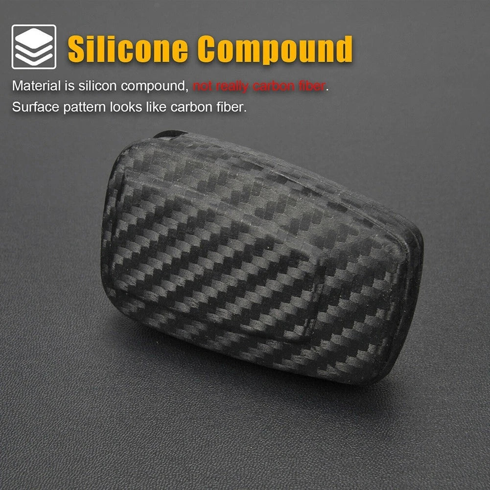 Key Case for Smart (73mm x 46mm x 19mm) - Silicone Carbon Fiber Black