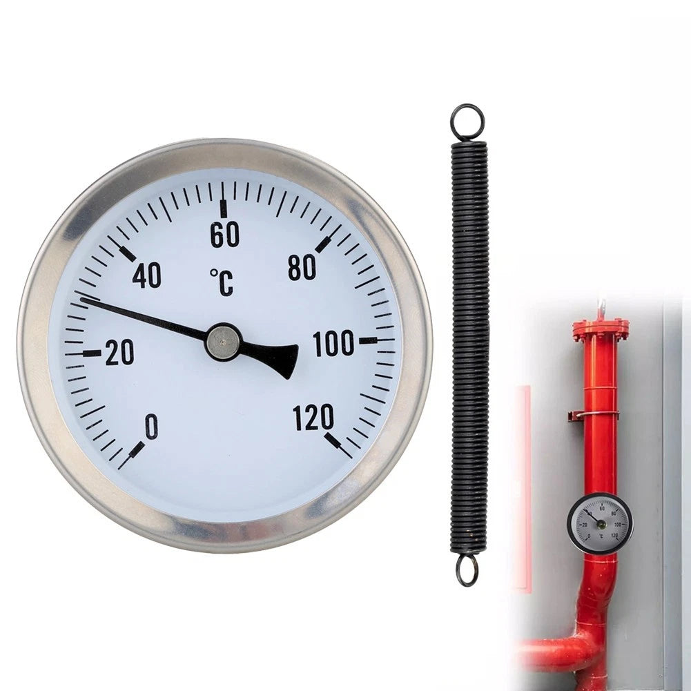 Bimetal Thermometer Pipe Temperature Gauge 0 to 120 Celsius