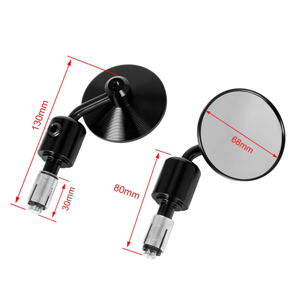 Handle Bar End Mirrors for Motorcycle (7/8", Round)
