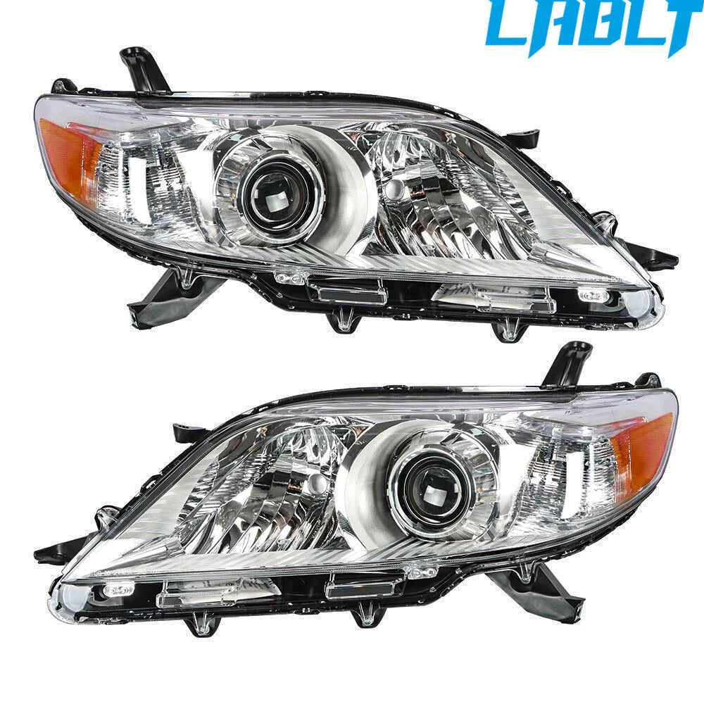 Set of 2 Chrome Halogen Headlights for Toyota Sienna (2011–2020)