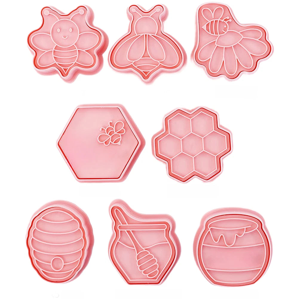 8 Piece Bee Cookie Cutters Set for Baking Tools