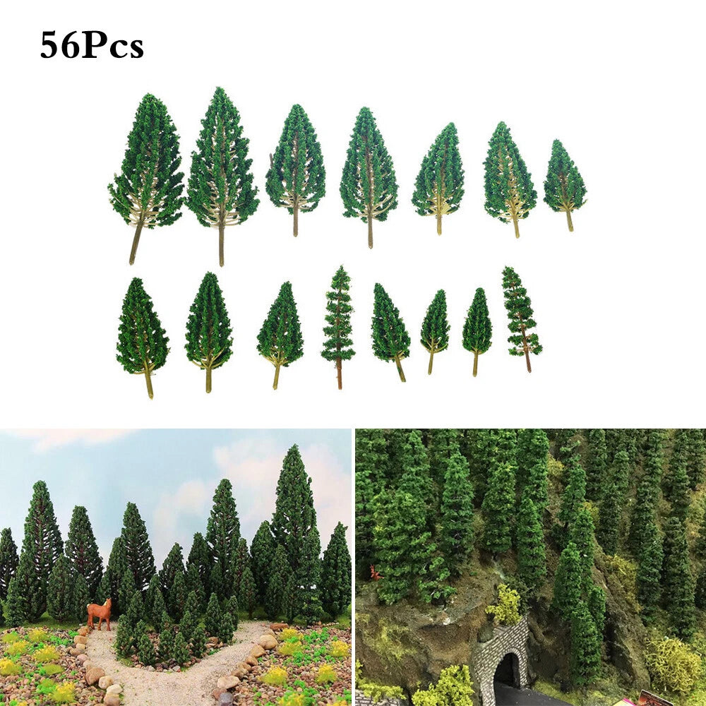56pcs Mixed Model Tree Set for HO OO Scale Train Railroad Landscape Decor