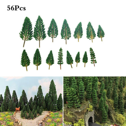 56pcs Mixed Model Tree Set for HO OO Scale Train Railroad Landscape Decor
