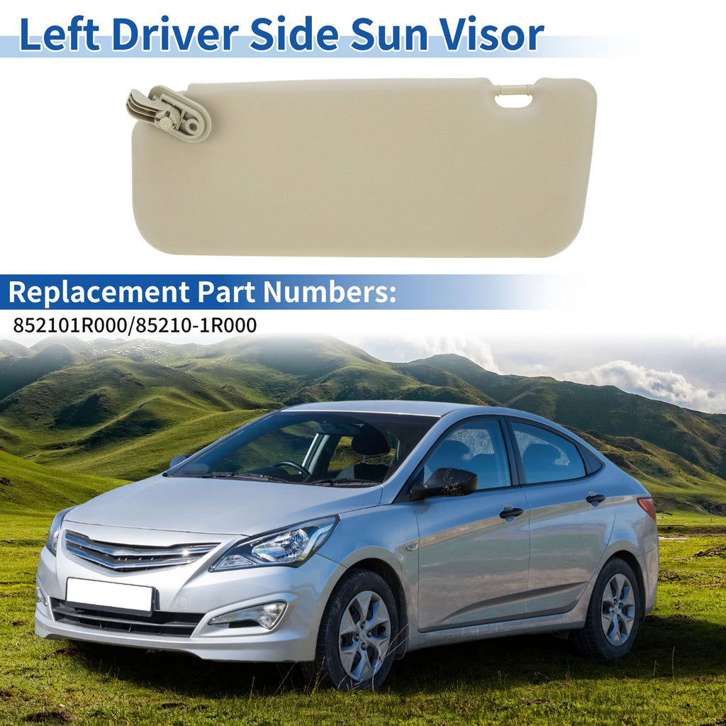Left Side Sun Visor Replacement for Hyundai Accent 1E (2011–2015) Beige