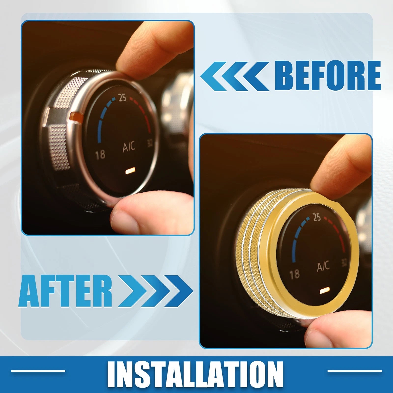 AC Radio Switch Knob Cover Decal Gold Tone for Dodge Durango (2014–2020)
