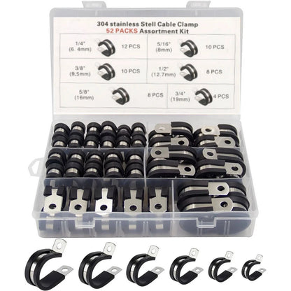 52x Wire Cable Clamps for Assorted Applications (304 Stainless Steel)