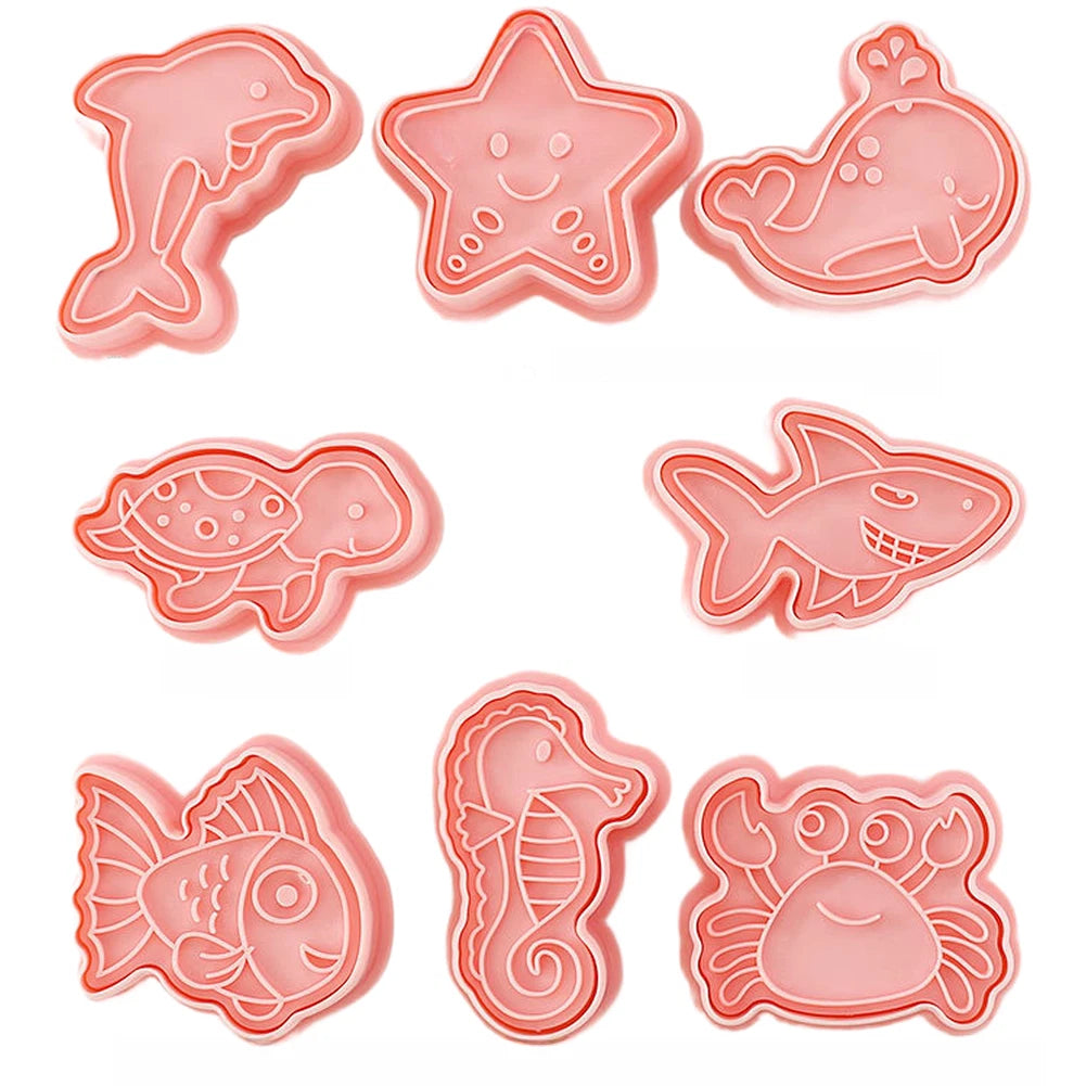 8 Piece Marine Animal Cookie Cutters for Home Kitchen