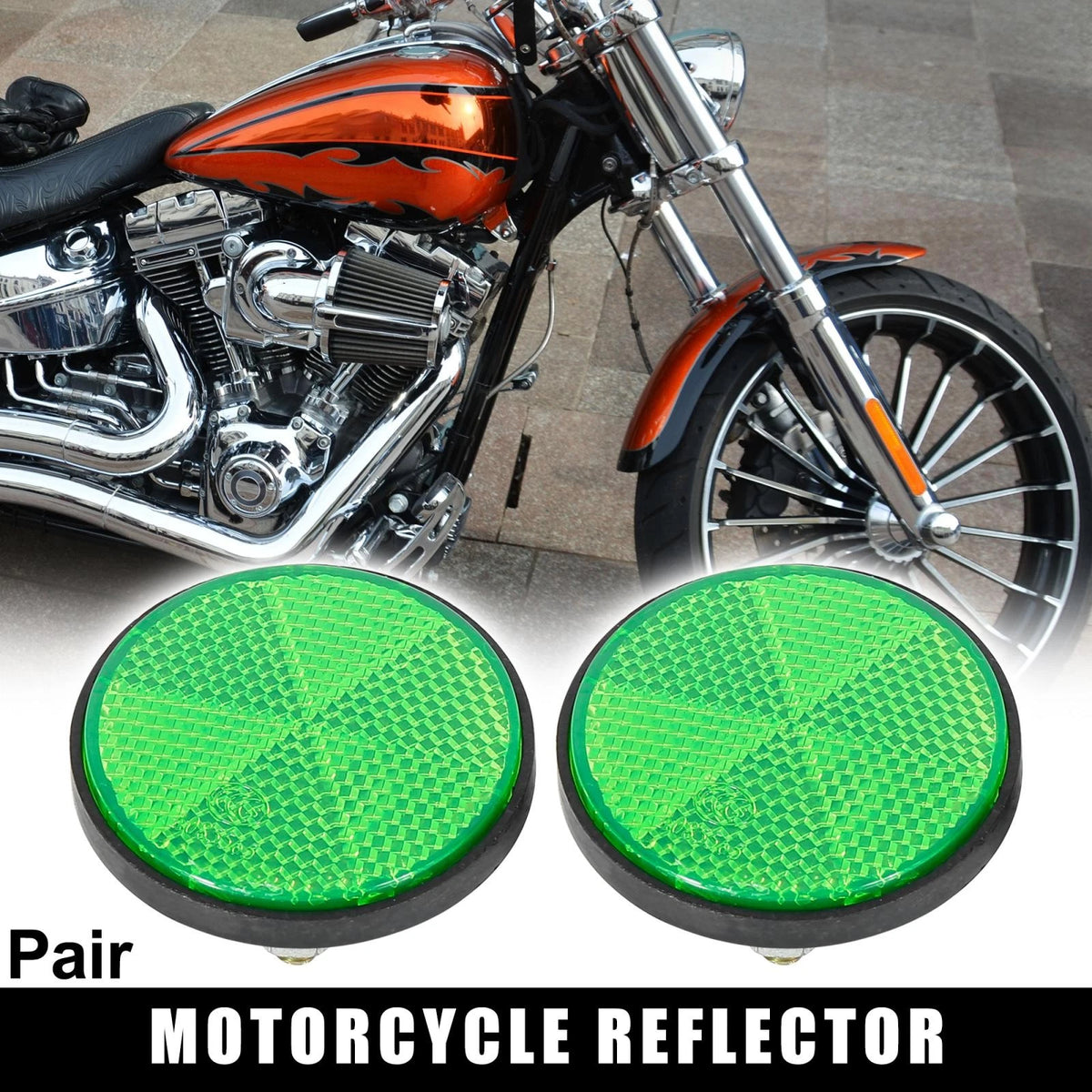 Warning Reflector Mount Screw Universal M6x1.0 Green for Motorcycle Bike (—)