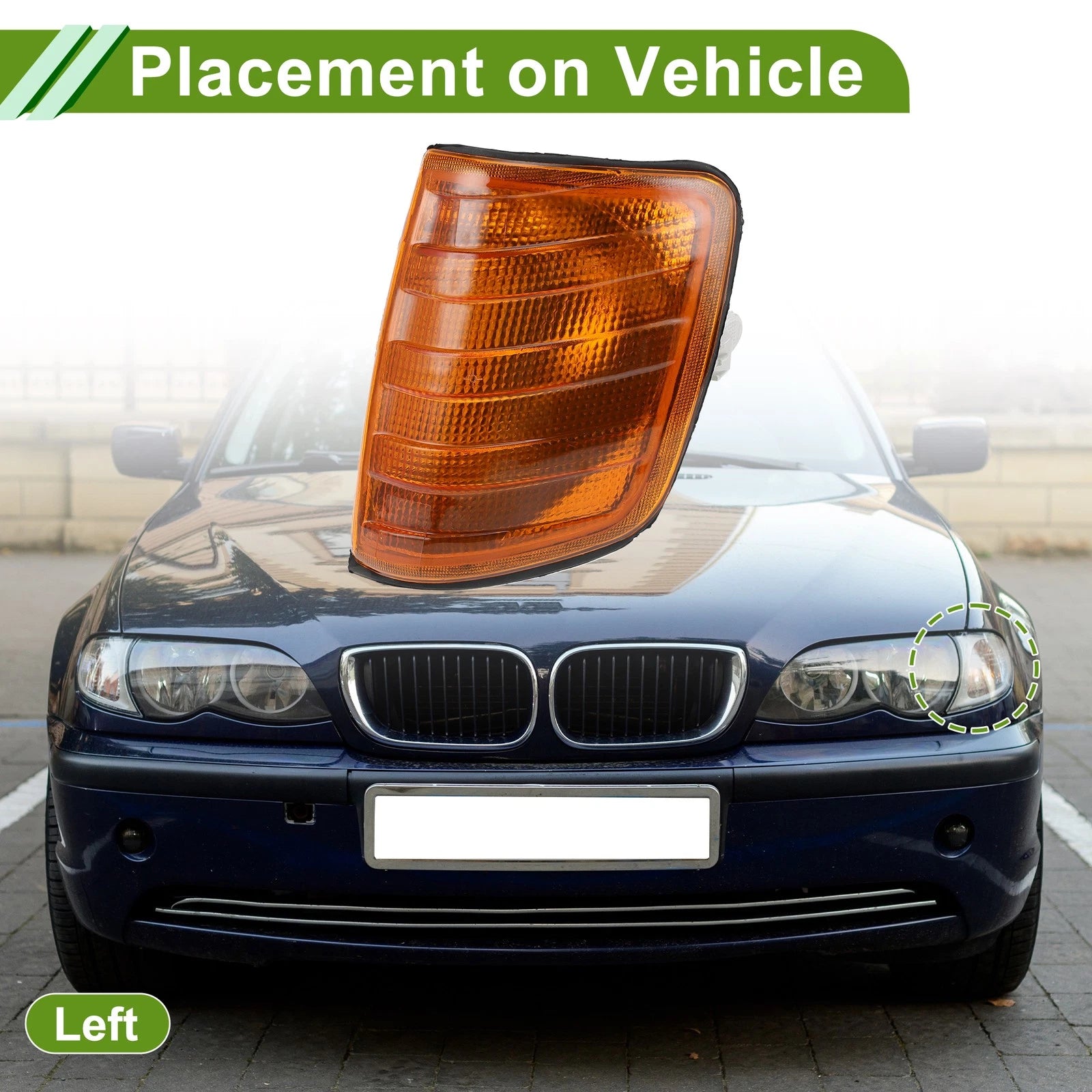 Left Front Corner Signal Light Cover Replacement for Mercedes 190E (1984–1996)