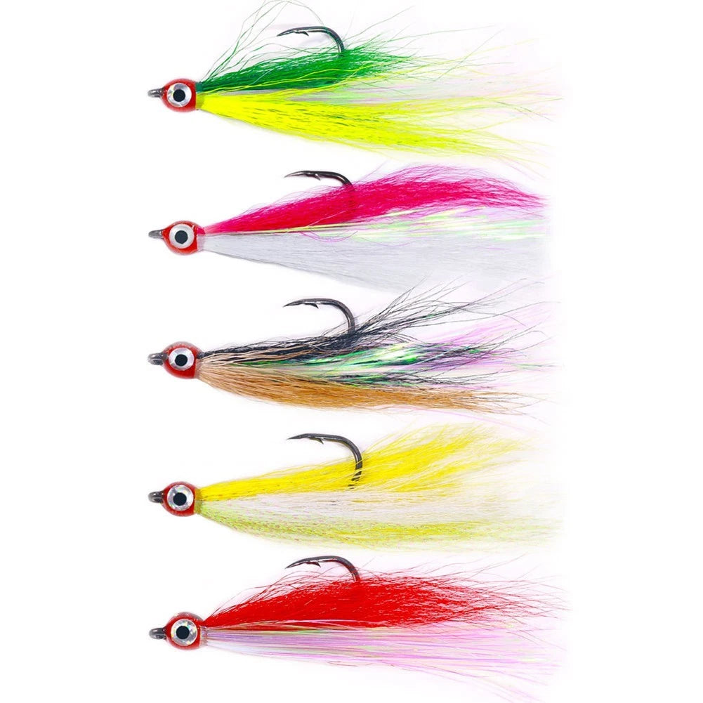 5pcs Bucktail Teaser Hooks for Fishing