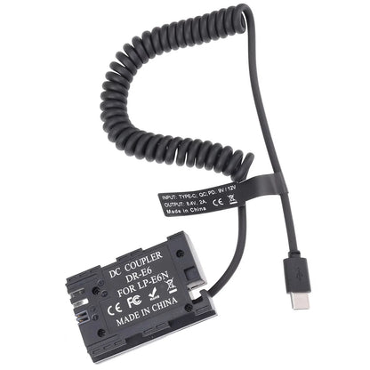 DC Coupler for Canon 80D (LP-E6, USB-C)