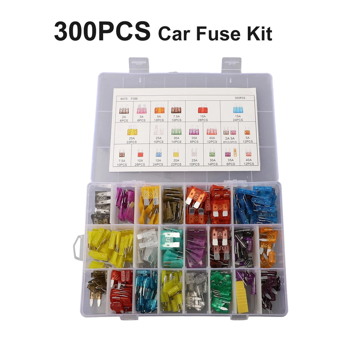 300pcs Assorted Blade Fuses for Various Vehicles (Mini & Standard Sizes)