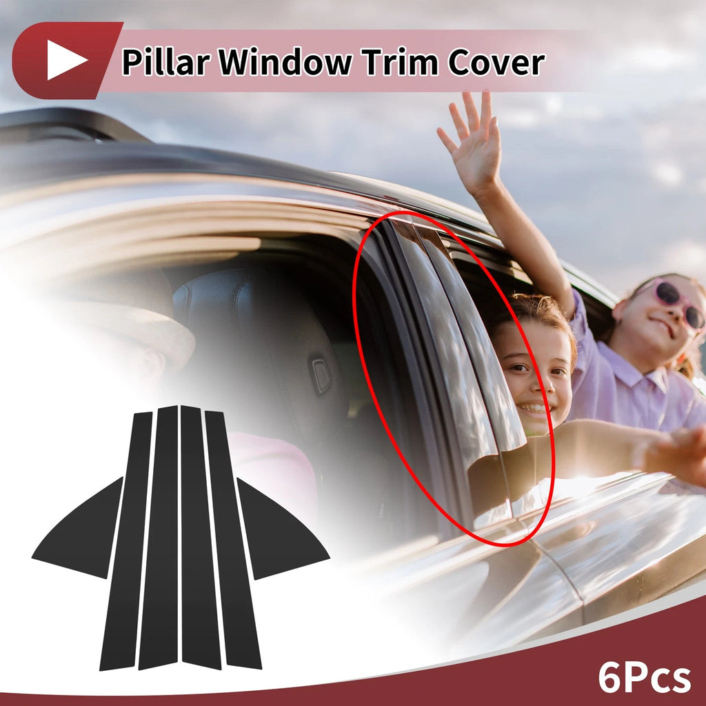 6 Pcs Window Trim Pillar for Honda Civic (1992–1995) Black