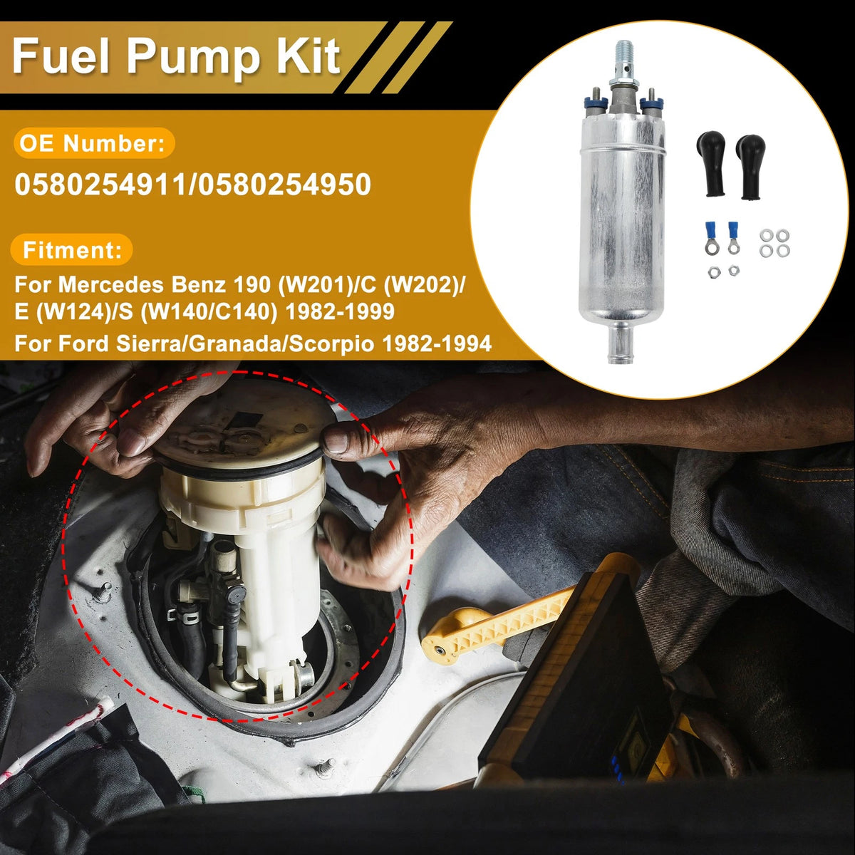 Fuel Pump Replacement Metal Set for Mercedes-Benz 190 W201 C W202 (1968–1993)