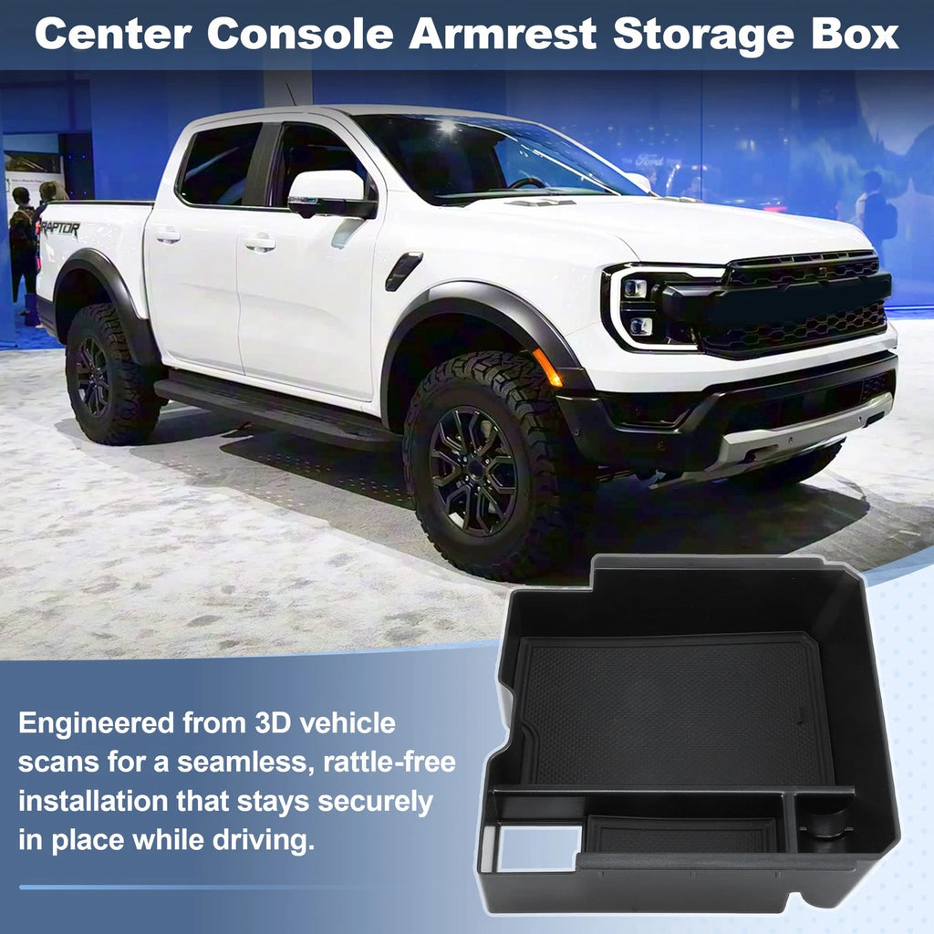 Center Armrest Storage Tray Organizer for Ford Ranger (2024–2025)