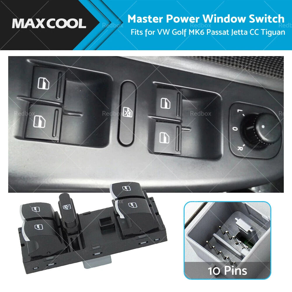 Master Power Window Switch for VW Golf Jetta Passat Tiguan (2007–2021)