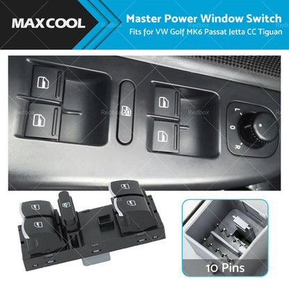 Master Power Window Switch for VW Golf Jetta Passat Tiguan (2007–2021)