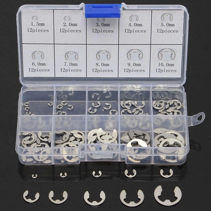 120Pcs E-Clip Retaining Circlip Assortment Kit 1.5mm to 10mm