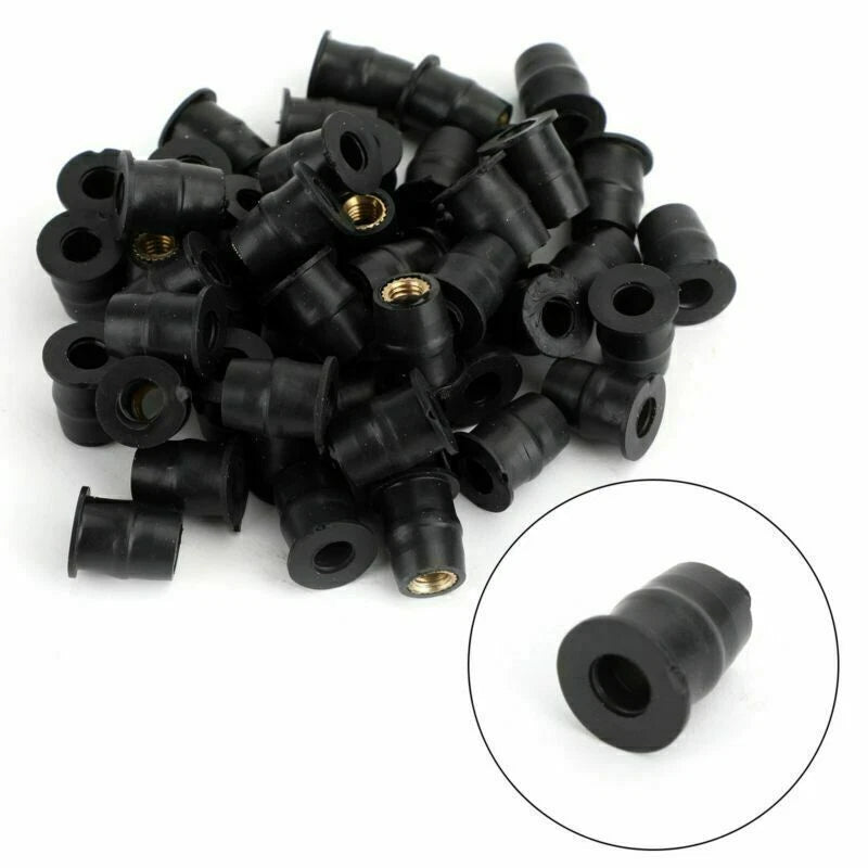 50x Rubber Well Nut 10-32 M5 for Windscreen & Fairing (3/8 Wellnuts)