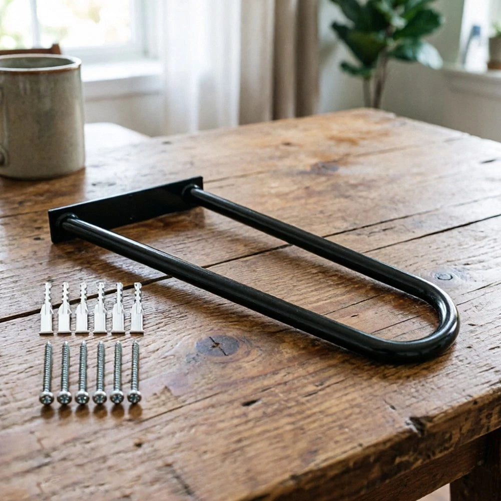 U-Shaped Outdoor Handrail for 1-3 Steps (Solid Iron, 6-Hole Mount)