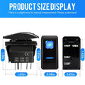 4Pcs 12V 20A Blue LED Rocker Switch Waterproof DPDT 7 Pin for Marine