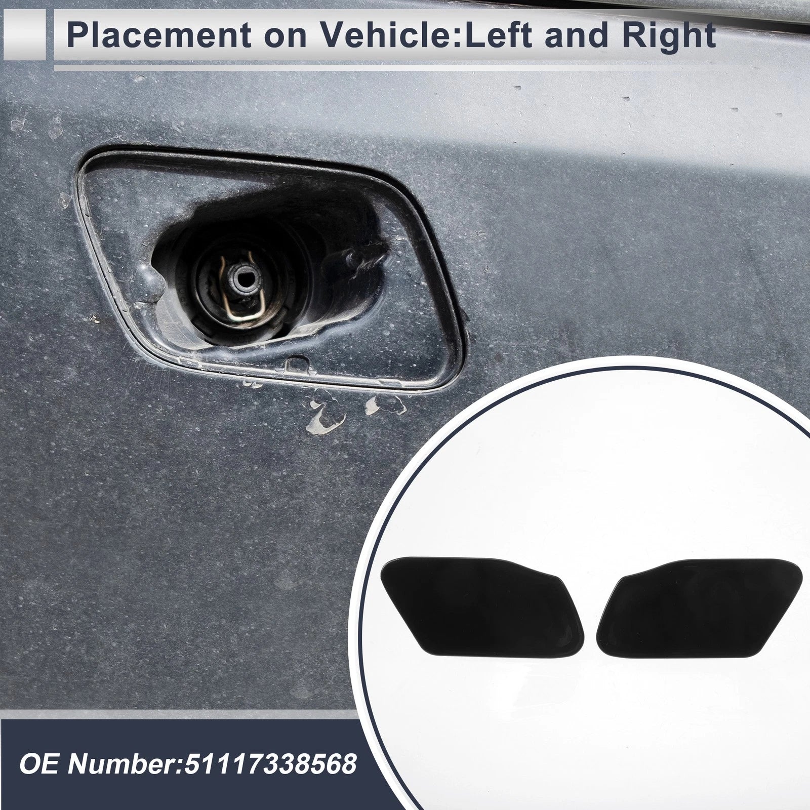 Washer Nozzle Cover Cap Front Left Right for BMW X3 (2011–2017)
