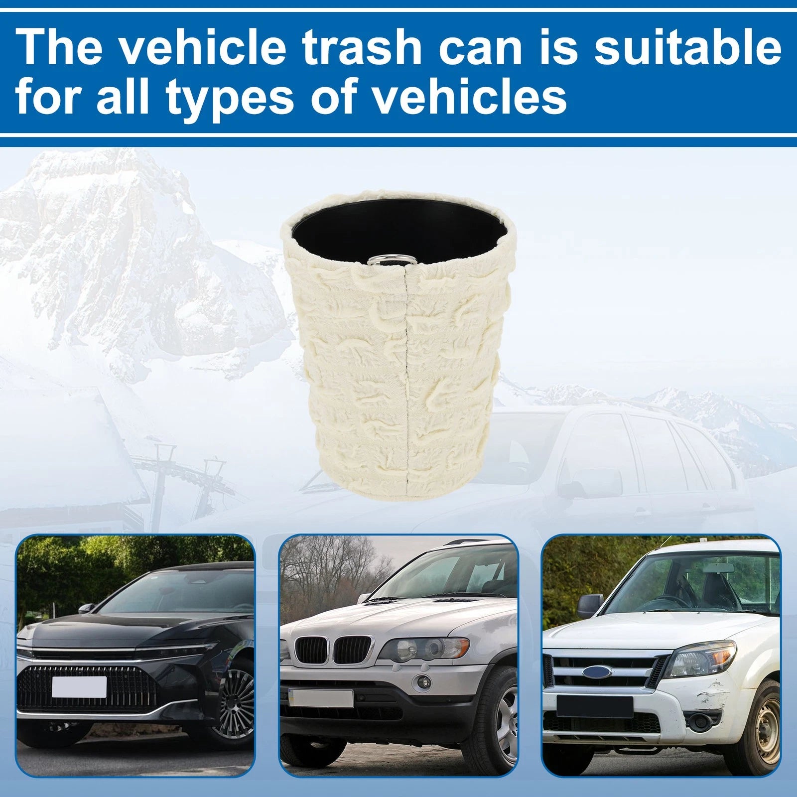 Car Trash Can Oval Bear Fabric Garbage Bag for Universal Use (1 Pc)