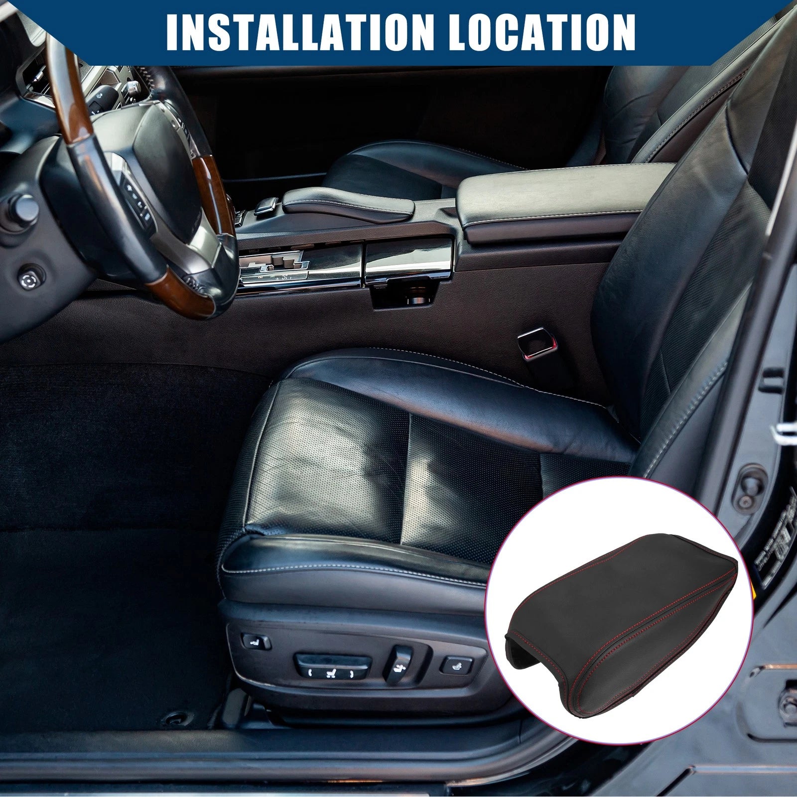 Center Console Armrest Cover Replacement for Audi Q2 (2018–2022) Faux Leather Black