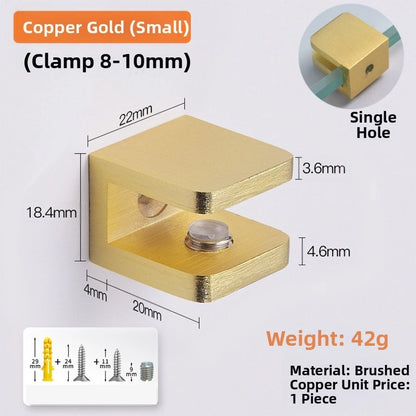 Brass Glass Clamp for Bathroom Shelf and Wine Cabinet