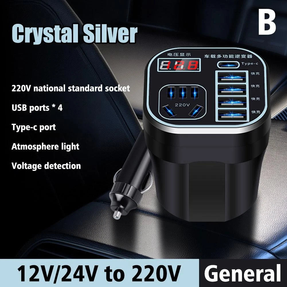 Efficient Car Power Inverter with 4 USB Ports and 12V24V to 220V Converter