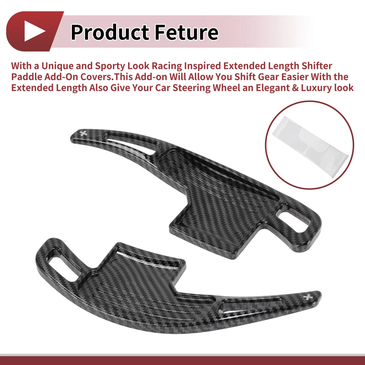 Set of 2 Black Plastic Steering Wheel Paddles for Ford Mustang (2015–2023)