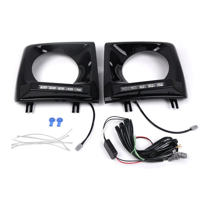 Glossy Black Daytime Running Lights Headlight Bezel For Benz G-Class W463 90-18